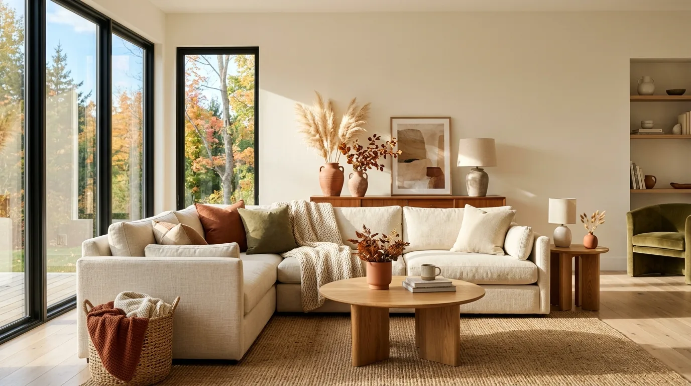 Bring in branches and fall florals for movement inspiration for an indoor fall home.